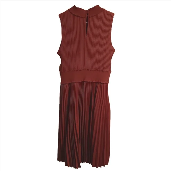 Nanette‎ Lepore Pumpkin Spice Pleated Chiffon Dress Sleeveless Smocked Waisted - Picture 12 of 12